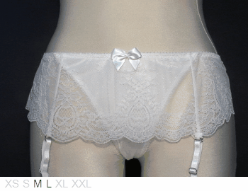 Affinitas Sheer and lace bridal thong with garters