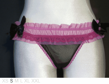 Ambrielle Pink thong with black bows