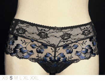 Aubade Lace knicker with gold & blue embroidery