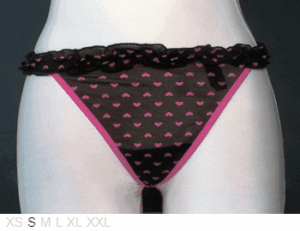 Carrie Amber Heart print thong with back bow