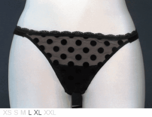 Ellipse Sheer thong with velvet dots