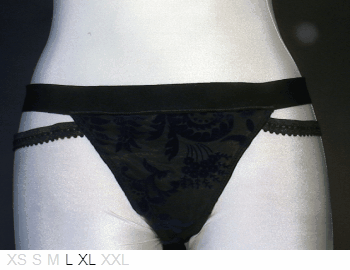 Ellipse Velour thong with dual waistband belts