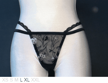 Ellipse Sheer and lace dual-string thong
