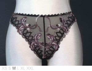 Antinea Black brown mesh lace thong