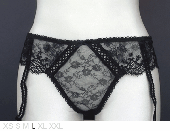 Millesia Sheer and lace thong with garters